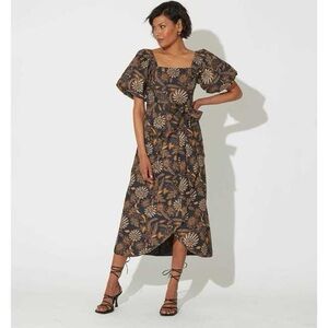 NWT Cleobella Seraphina Black and Gold Midi Dress XL